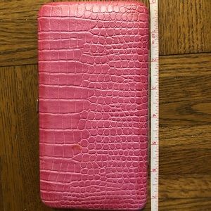 Pink Faux Snakeskin Wallet/Clutch